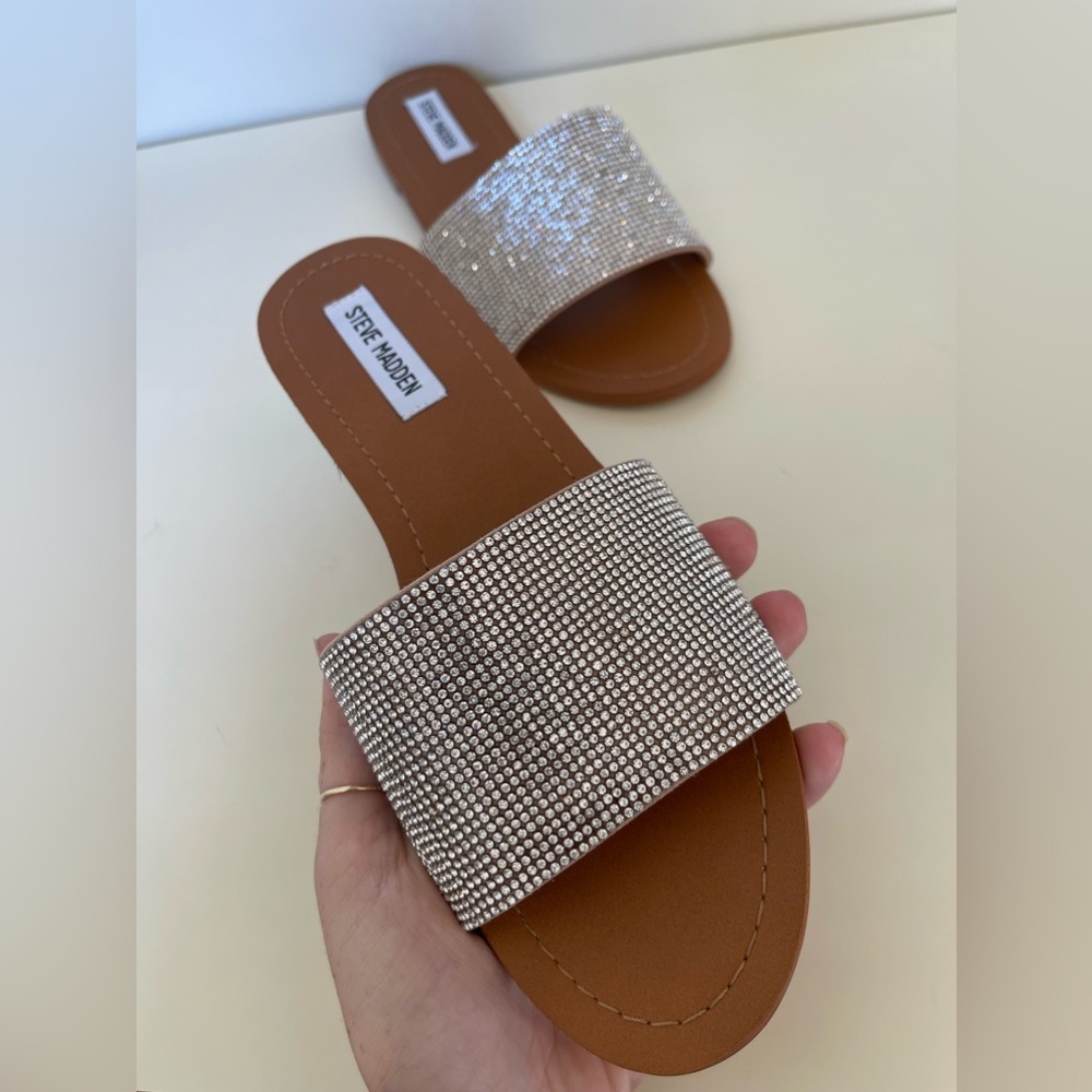 Steve Madden Silver Women's Slide Sandals - Picture 3 of 6
